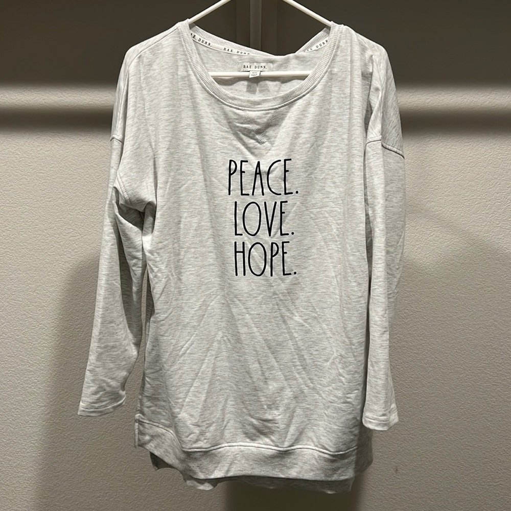 Rae Dunn Peace,Love, Hope long sleeve t shirt NWOT